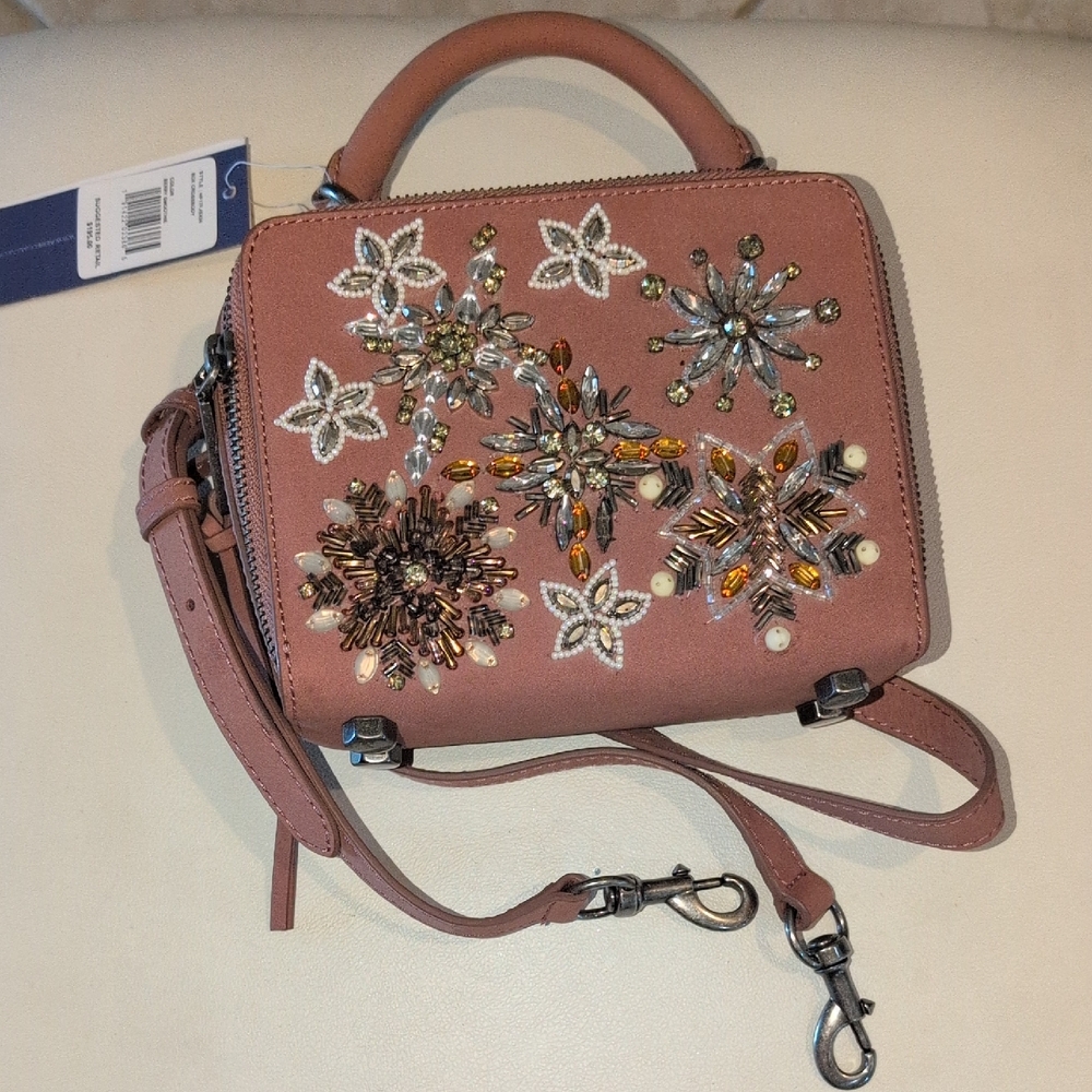 Rebecca Minkoff Embellished Blush Pink Top-Handle Crossbody Fall 2017 NWT